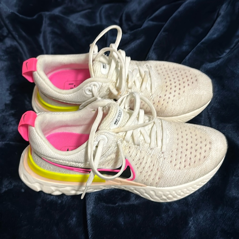 Nike Women's Reacts - Size 8.5 - Gently Used - White,Hot Pink,Neon Yellow-No Box